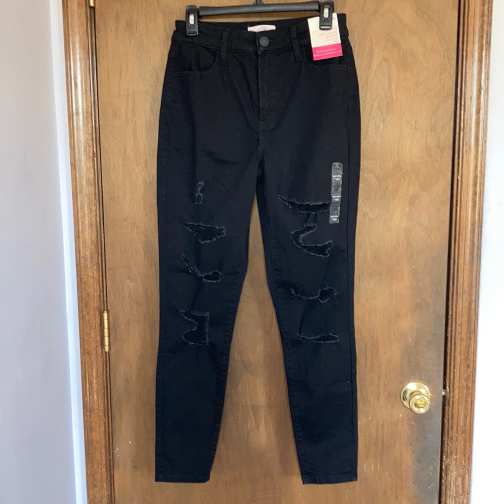 SO curvy super high rise jegging black distressed destroyed 11 / 30